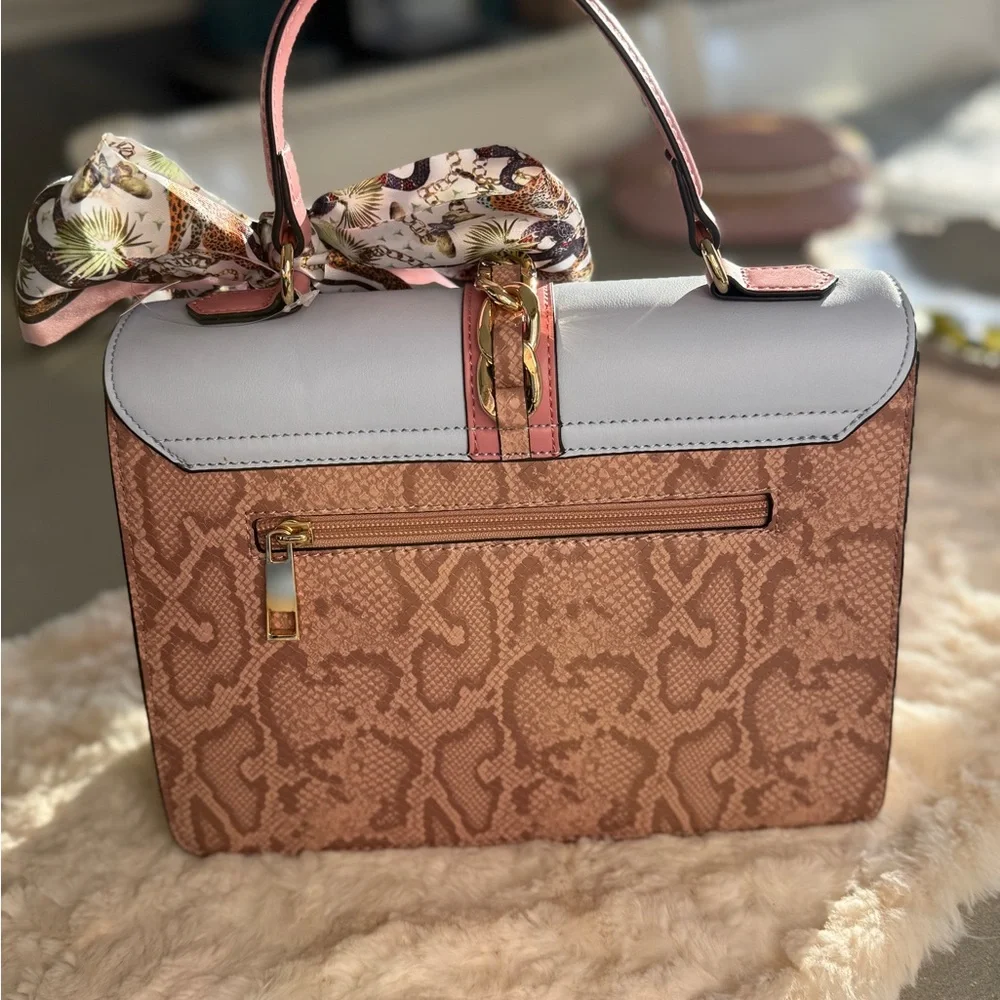 Aldo Caiilla Top Handle Satchel Snake Print + Chain Detail - Picture 16 of 16